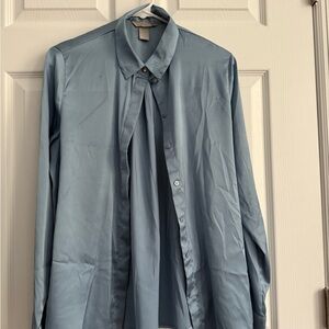 H&M Light Blue Satin Dress Shirt